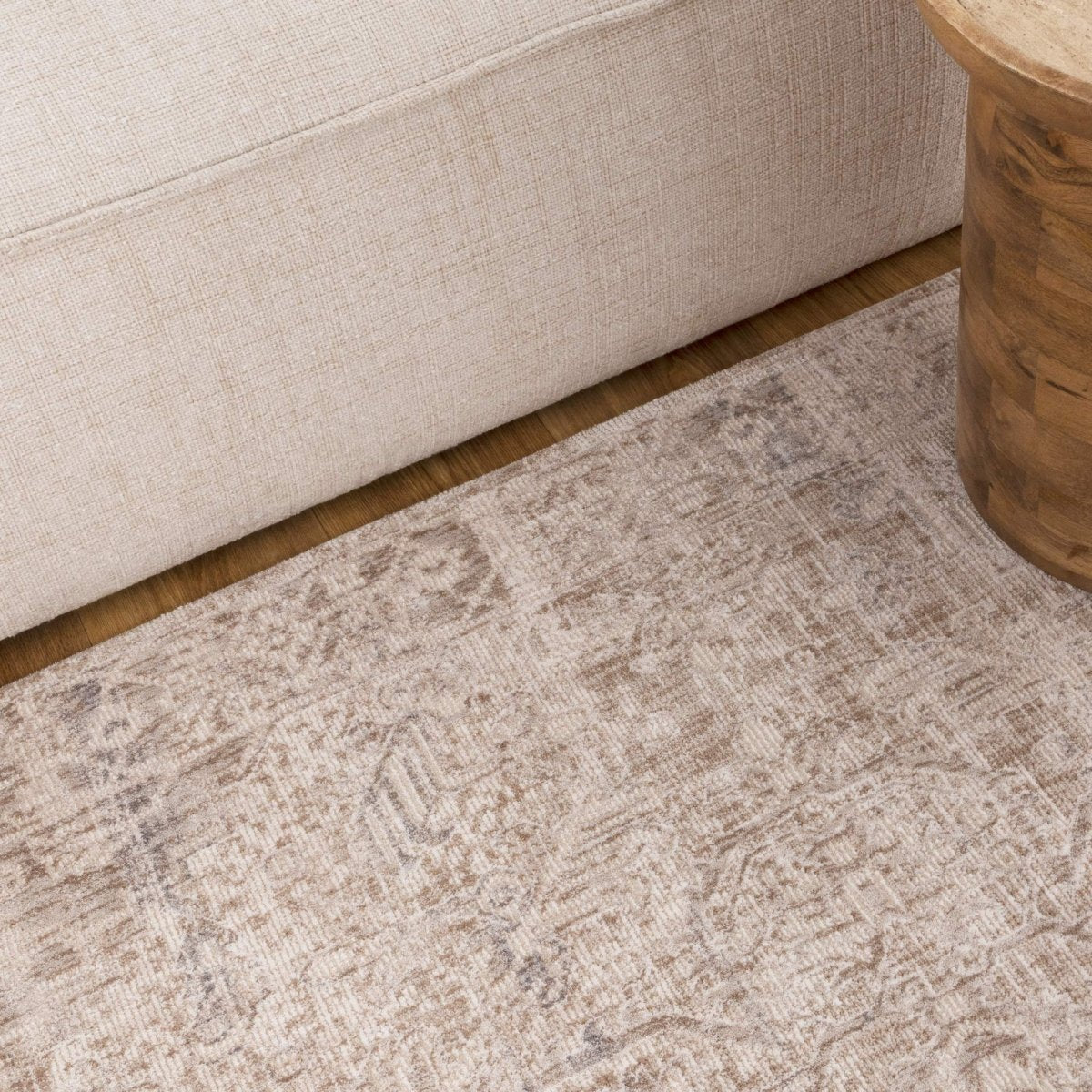 Ayra Beige & Blue Distressed Vintage Rug