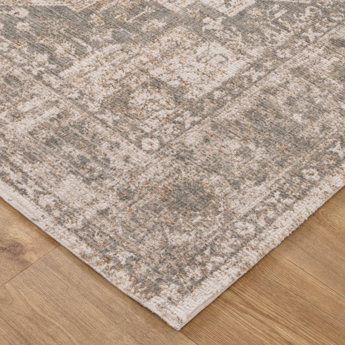 Ayra Cream & Olive Distressed Medallion Vintage Rug