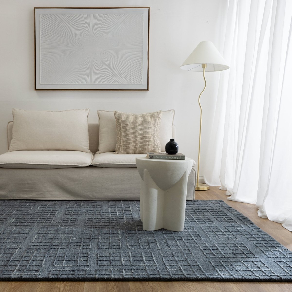 Azure Blue Wool Rug