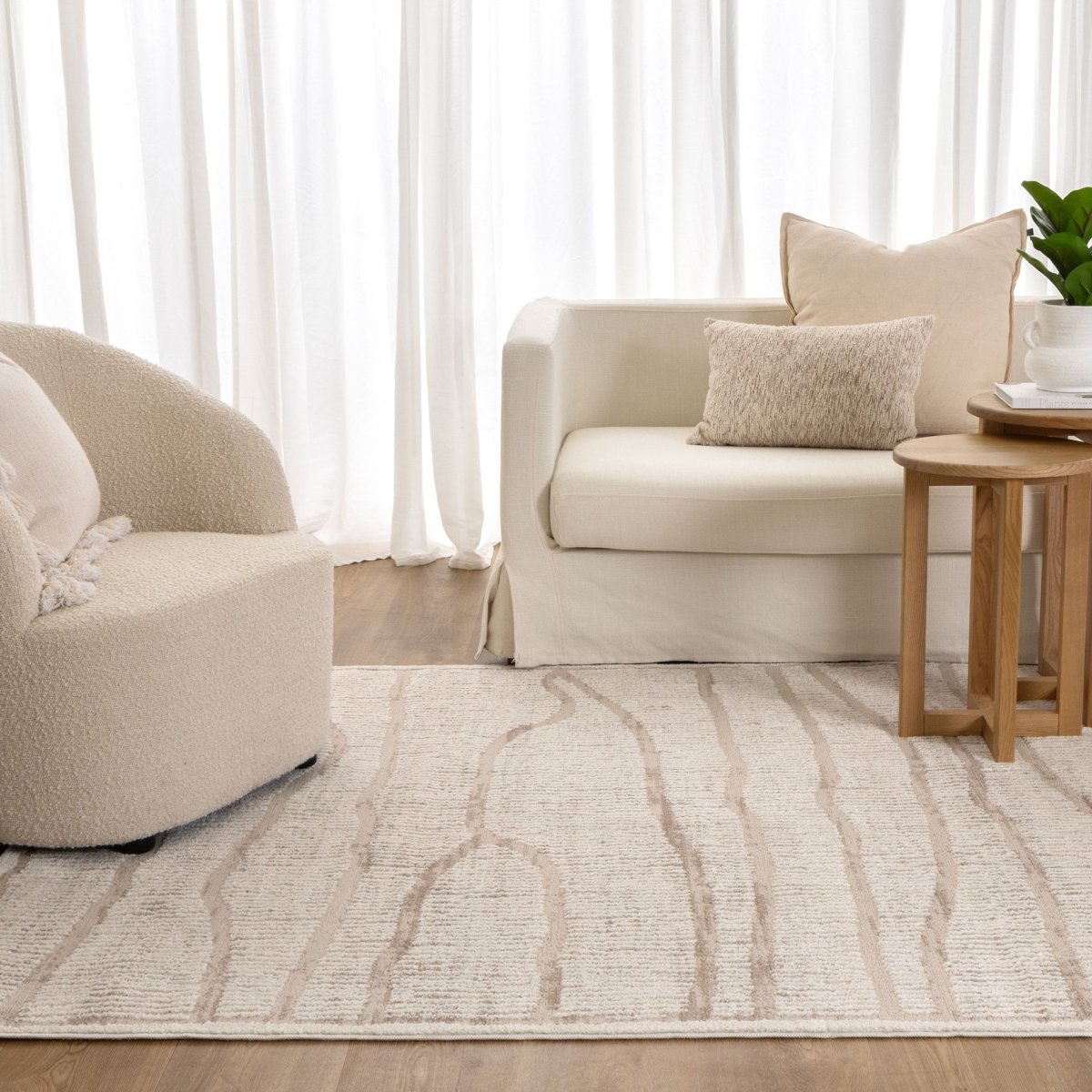 Belisse Abstract Ivory Lines Rug