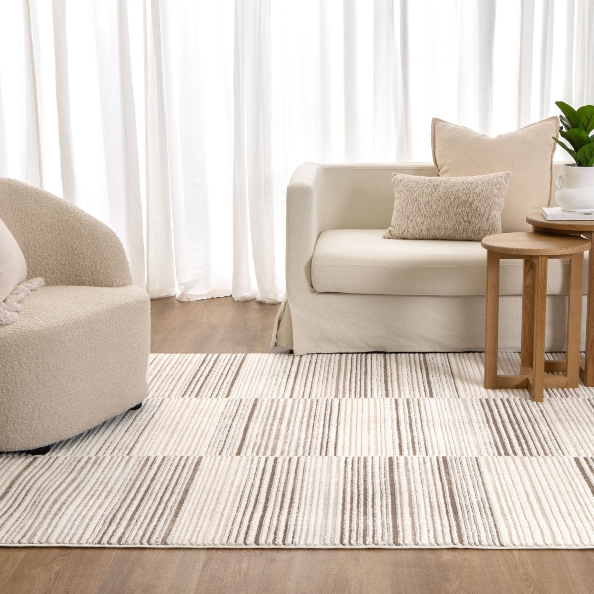 Belisse Lines Beige Brown Rug