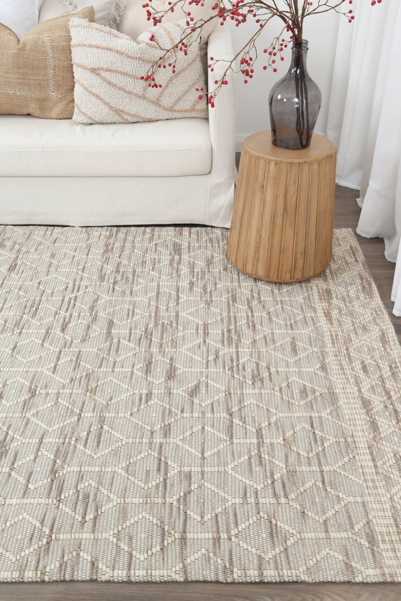 Dulcet Lattice Beige Wool Rug - Ruggy
