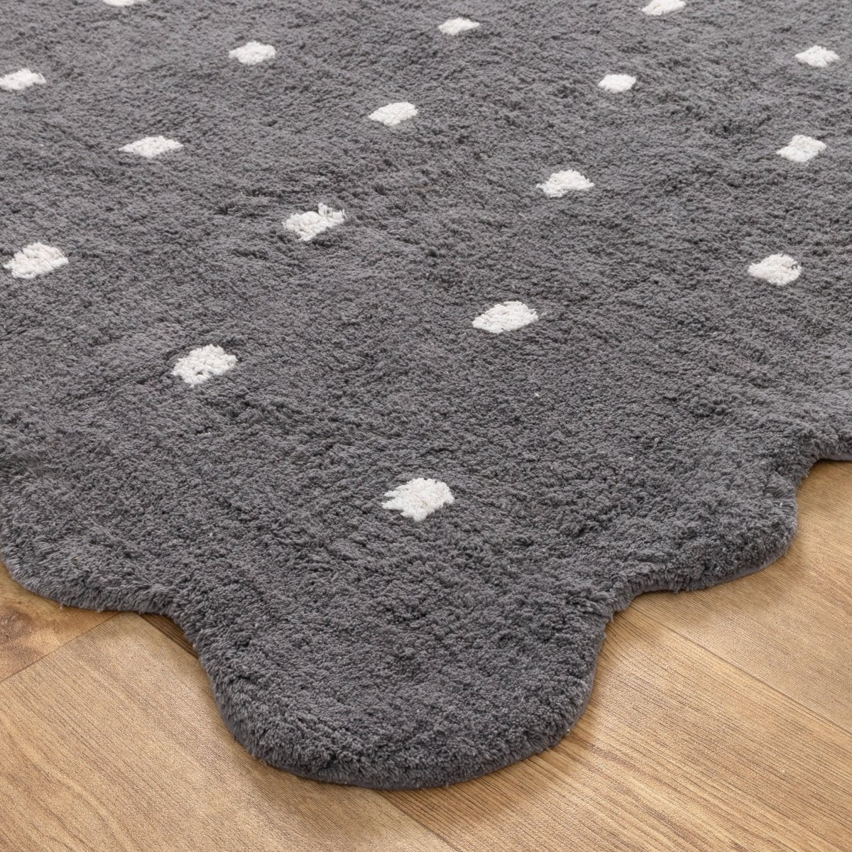 Elara Scalloped Grey Kids Round Rug