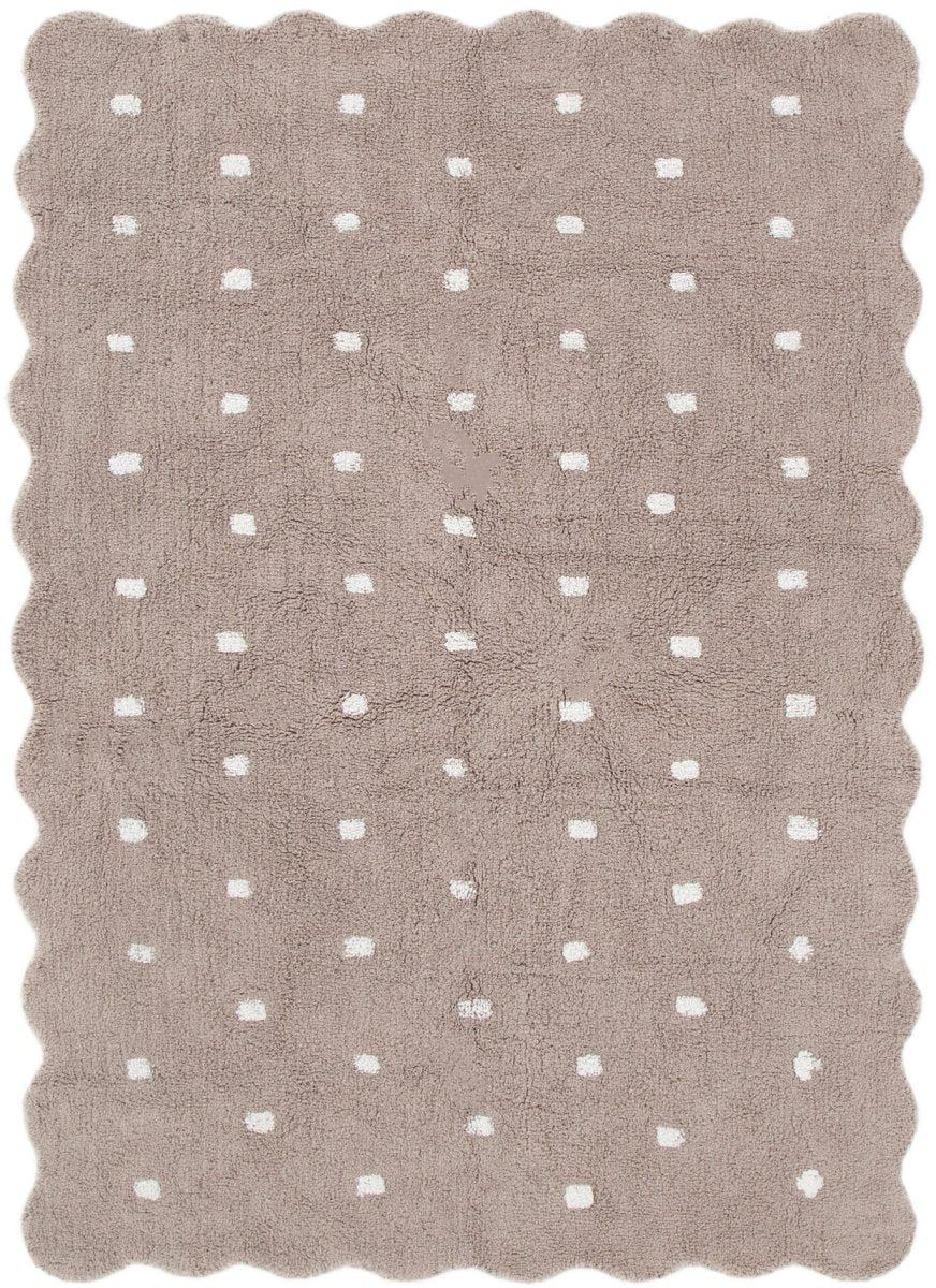 Elara Scalloped Mushroom Beige Kids Rug