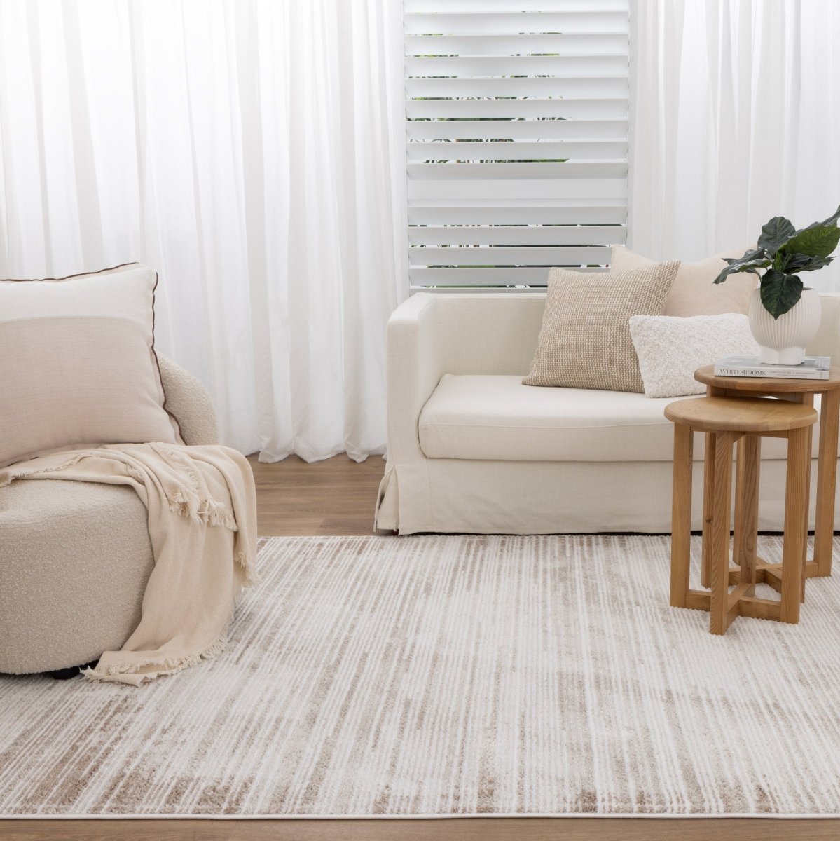Eloura Distressed Lines Brown Rug