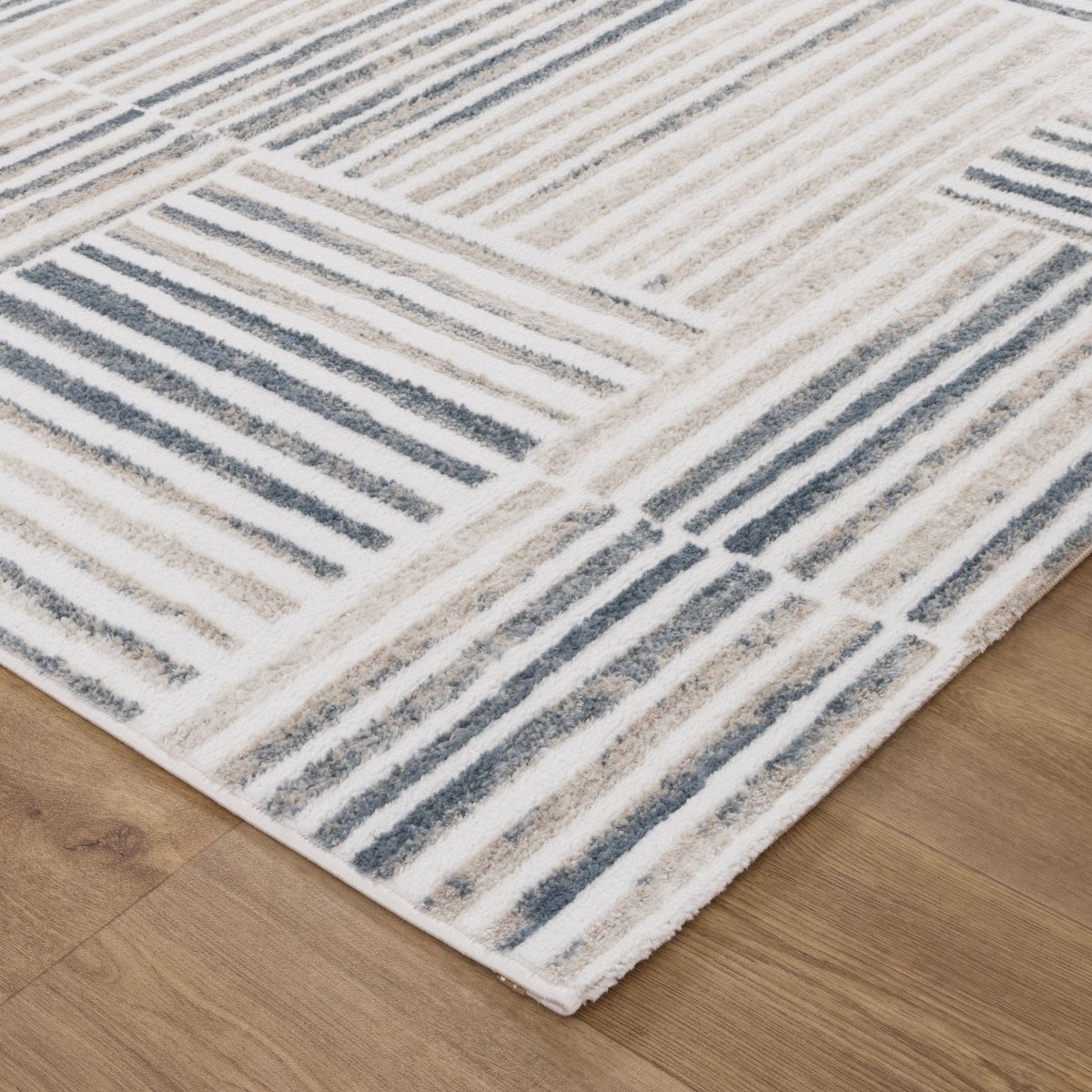 Eloura Geometric Lines Blue Rug