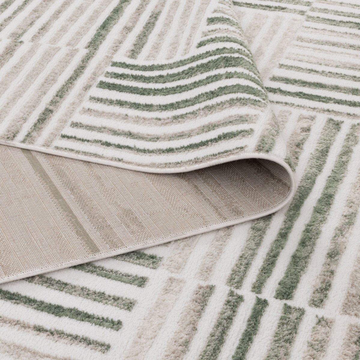 Eloura Geometric Lines Green Rug