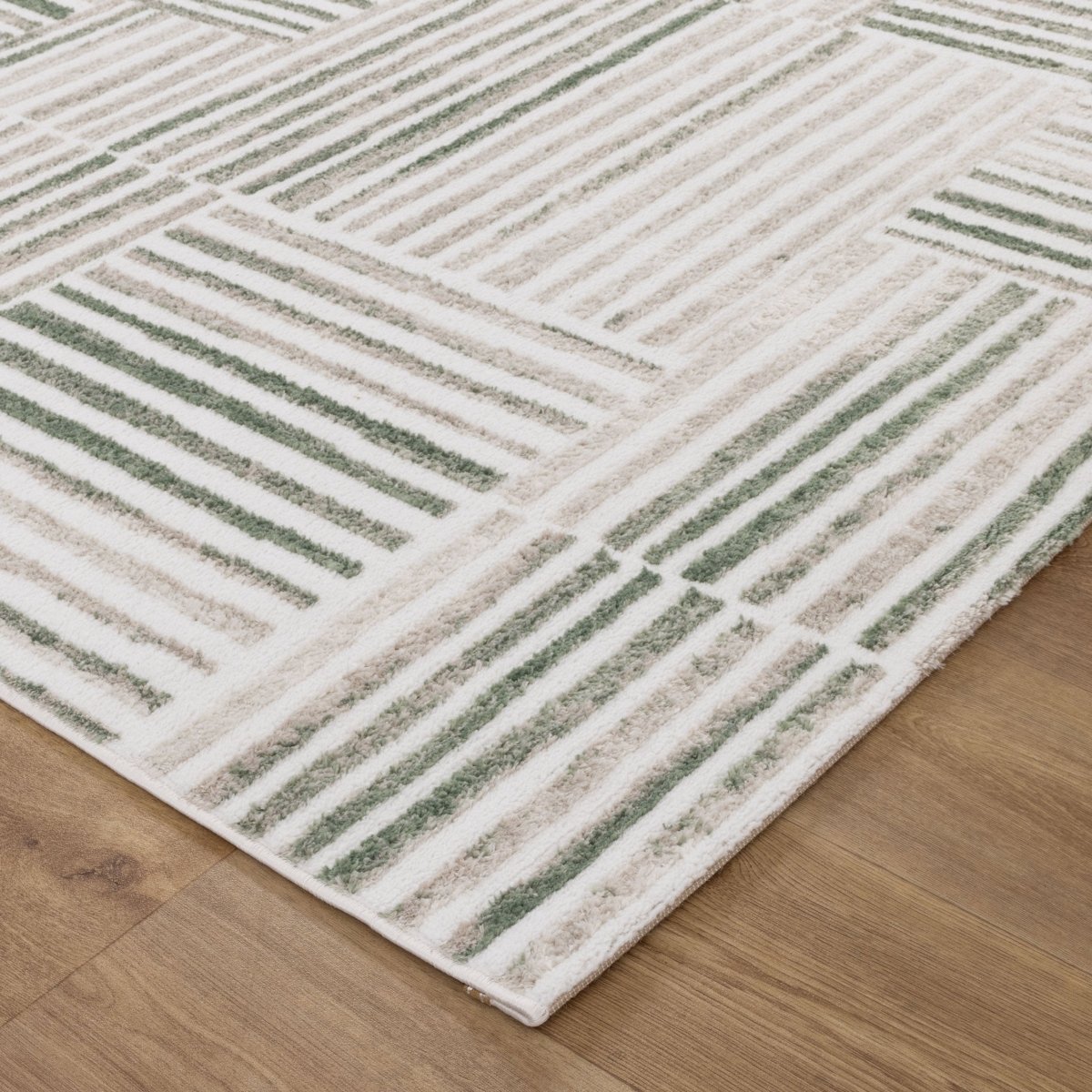 Eloura Geometric Lines Green Rug