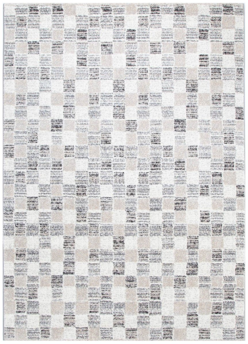 Fjord Grey Beige Checkered Rug