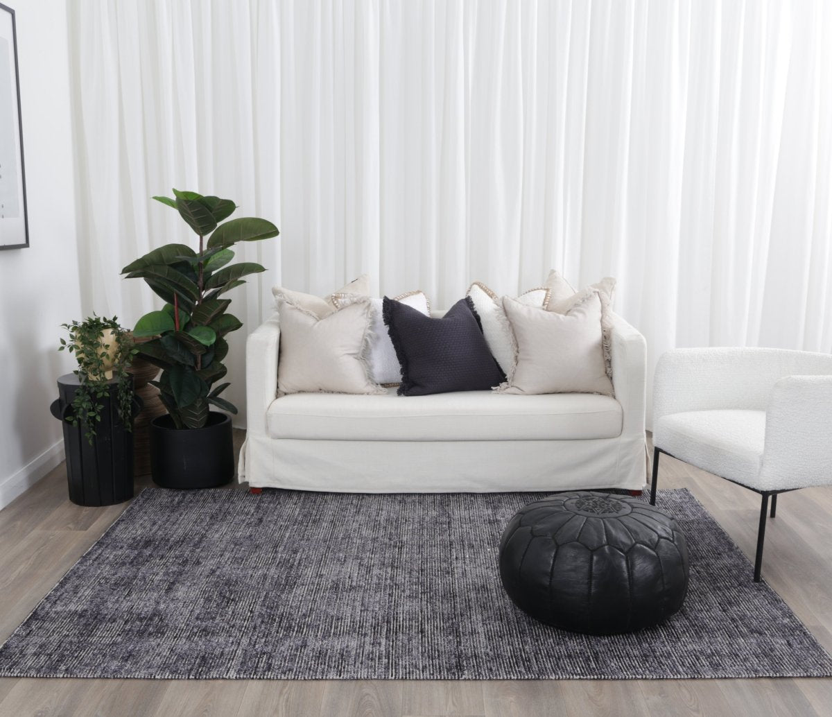 Haven Charcoal Cotton Rug Area Rug | Ruggy