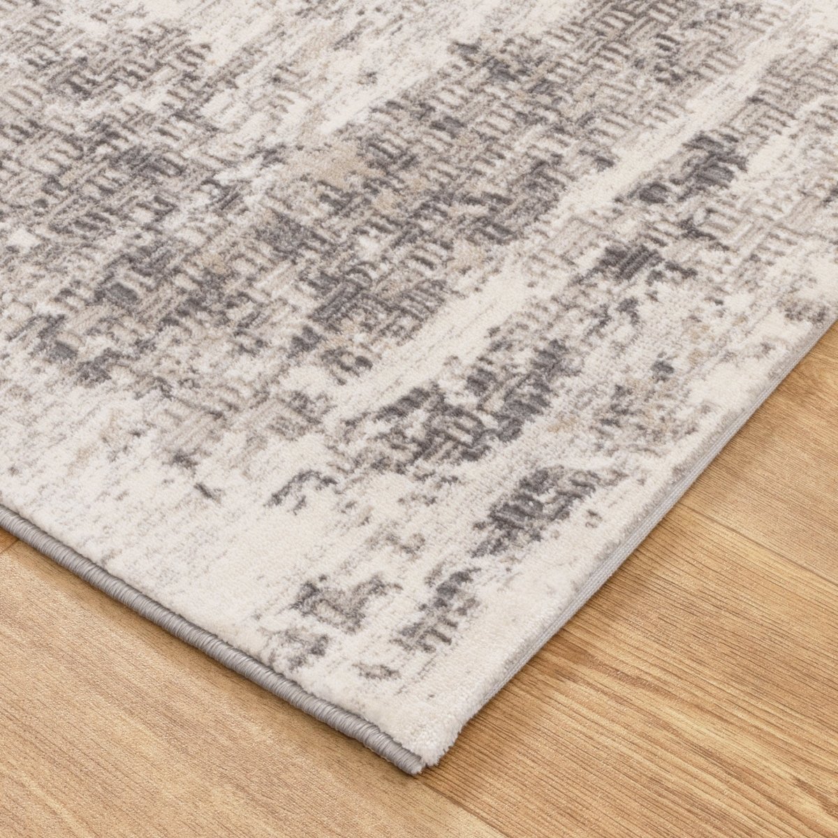 Liora Distressed Border Beige Grey Rug