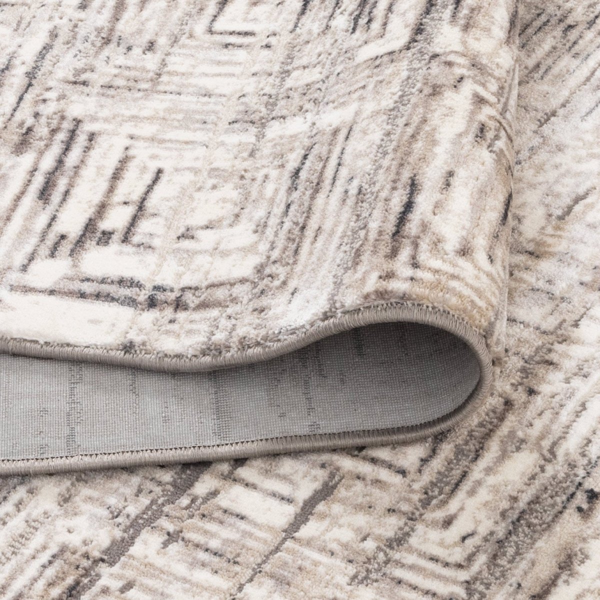 Liora Distressed Geo Squares Grey Rug