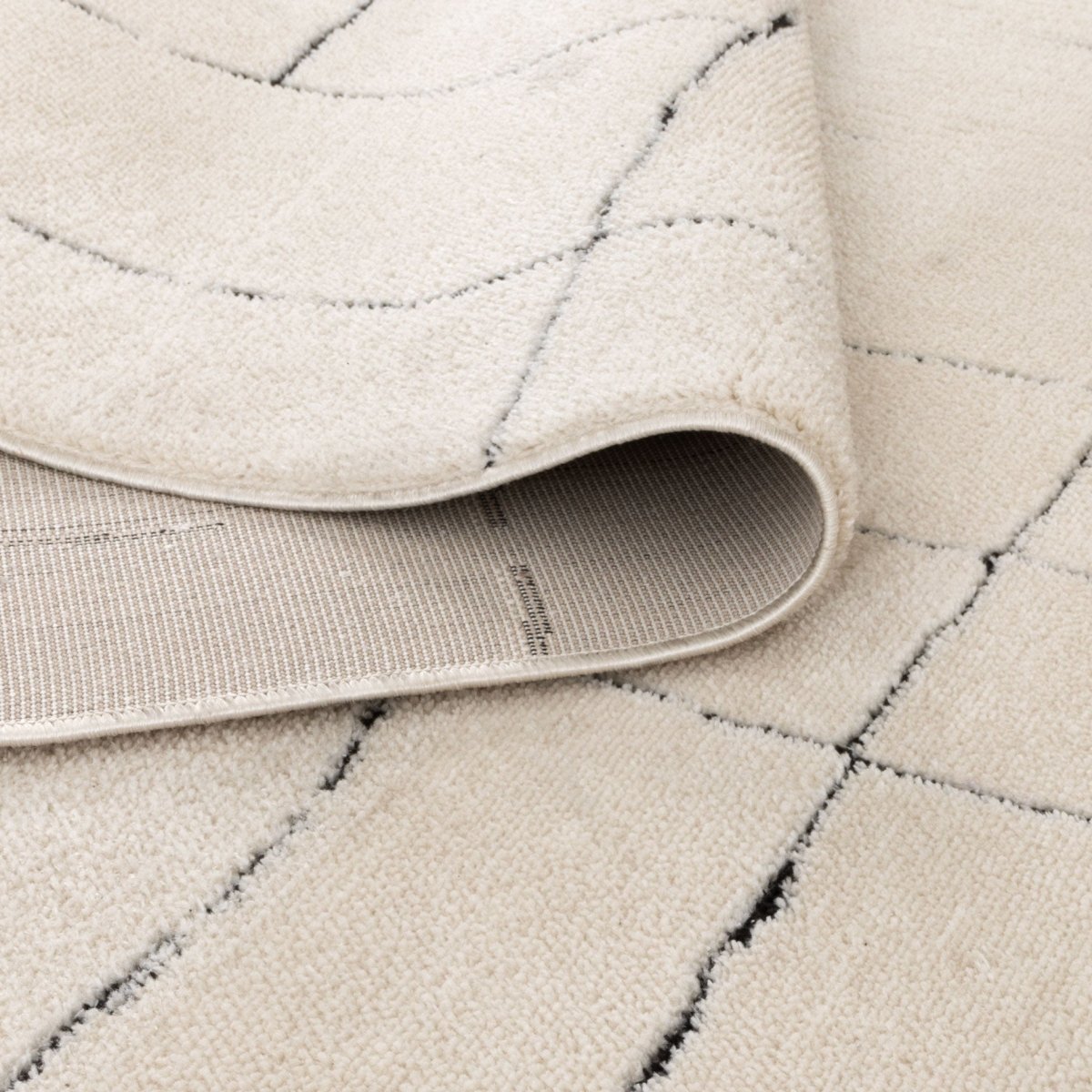 Luna Abstract Lines Black Cream Rug