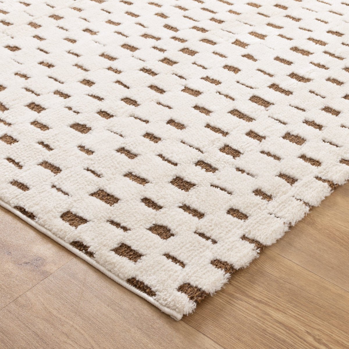 Luna Squares Brown Cream Rug