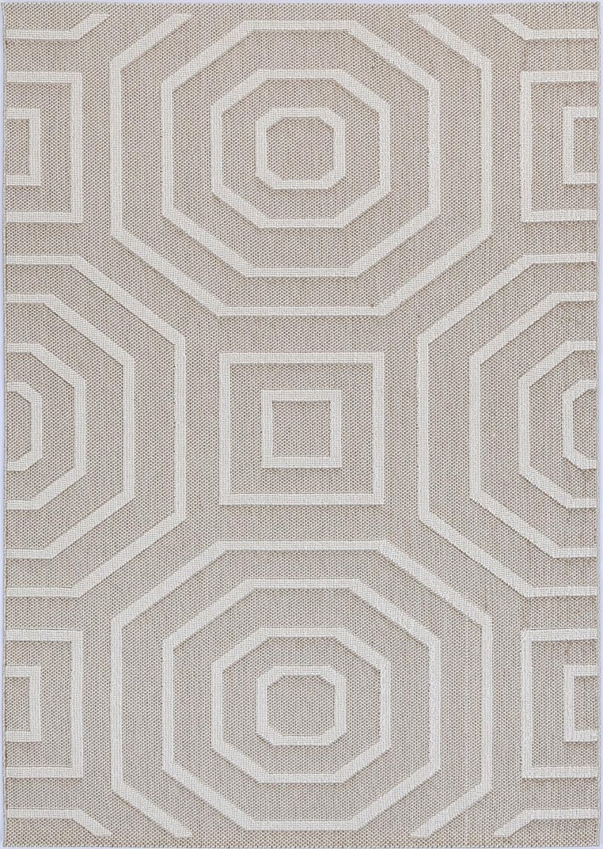 Marique Lui Beige Geometric Flatweave Rug - Ruggy