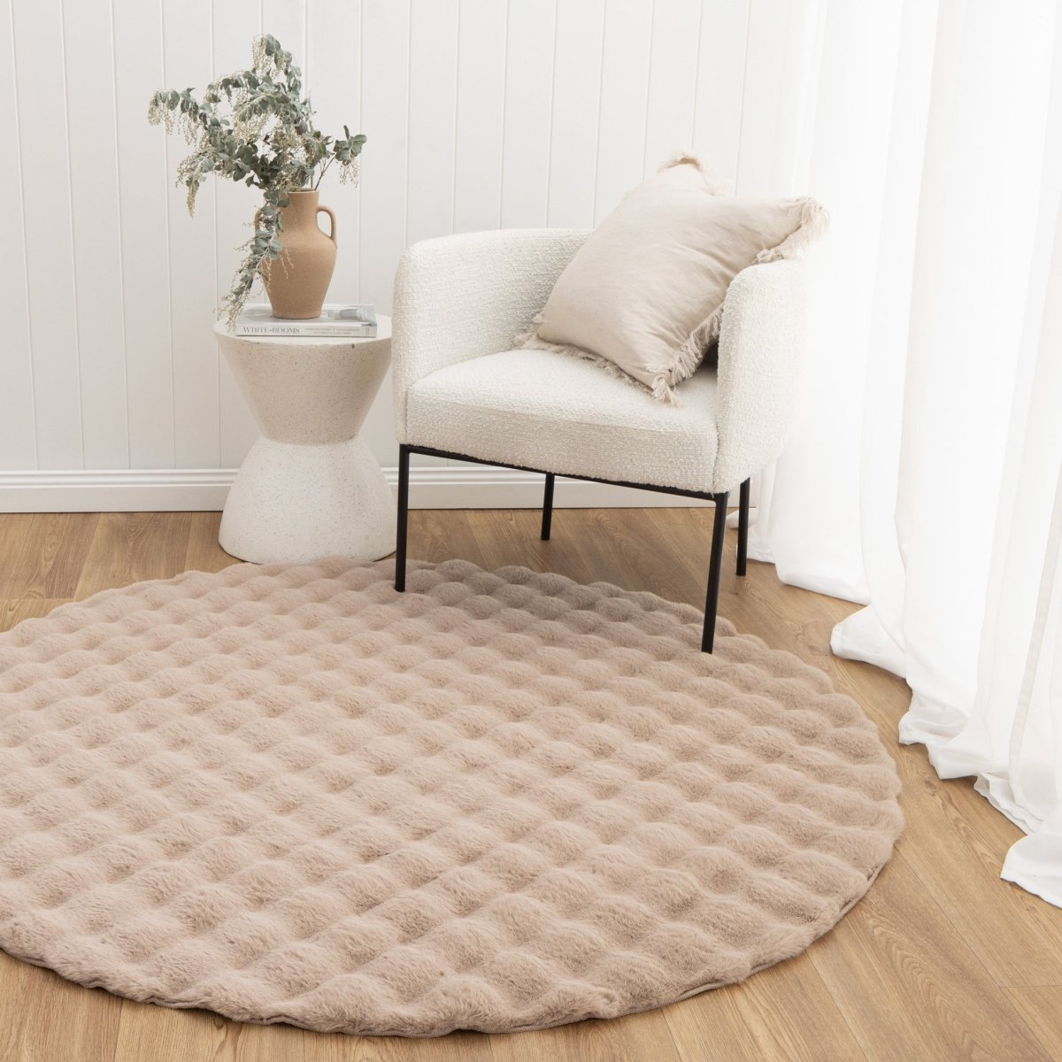 Nara Dark Beige Washable Round Rug
