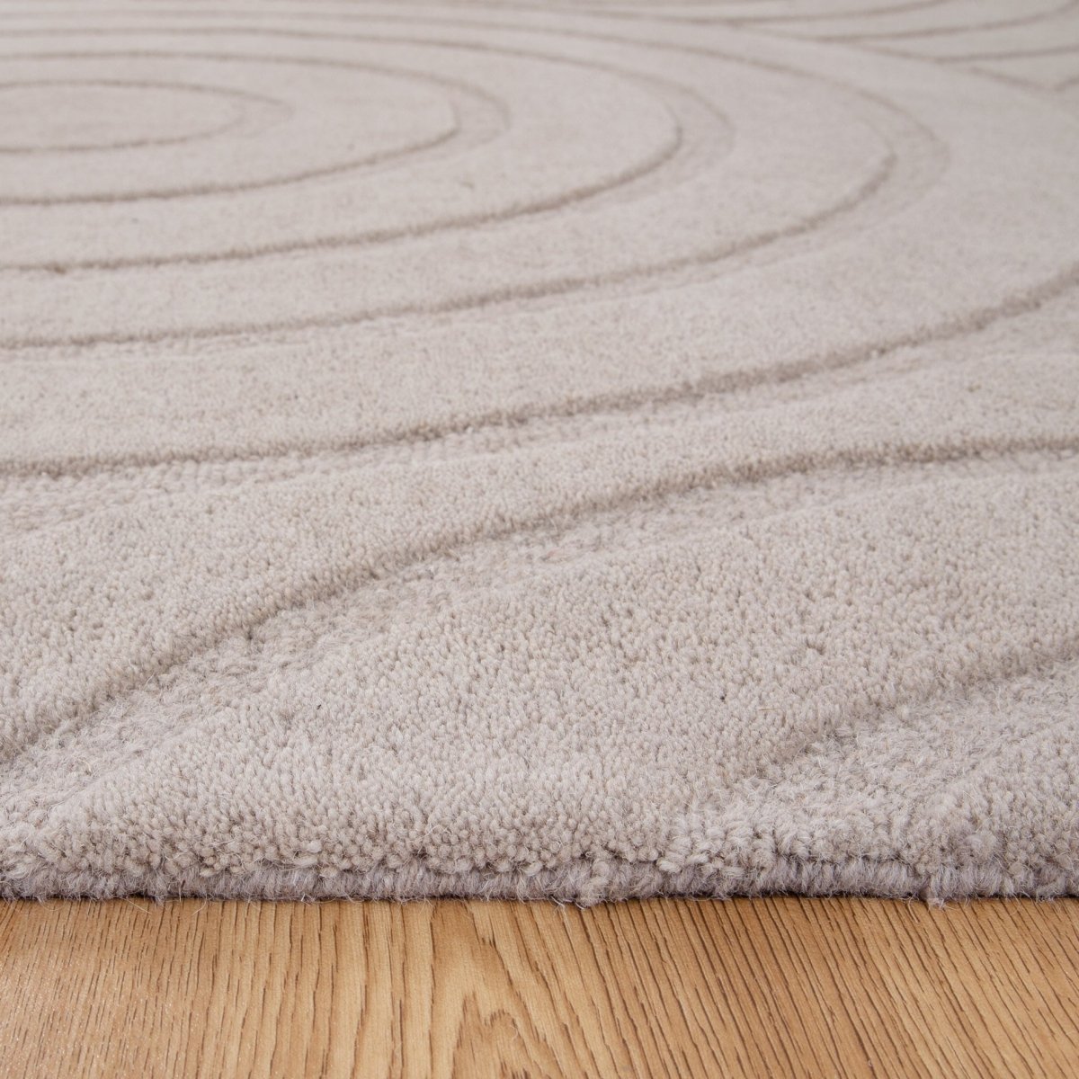 Nirvana Circles BEIGE Wool Rug - Ruggy