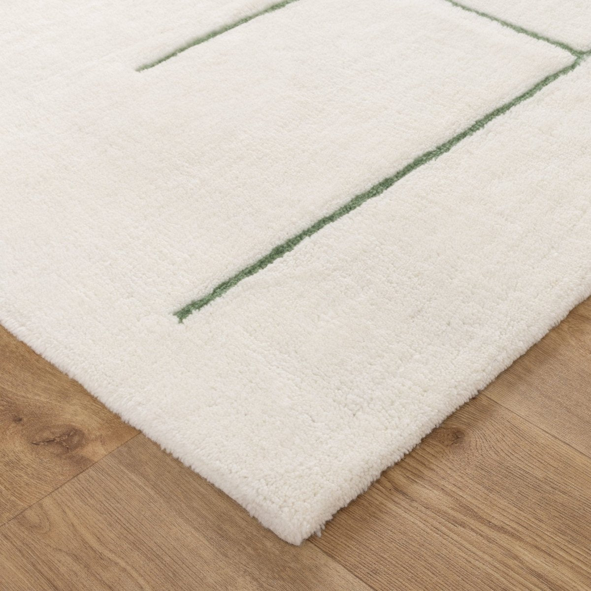 Noola Abstract Olive Lines Washable Wool Rug