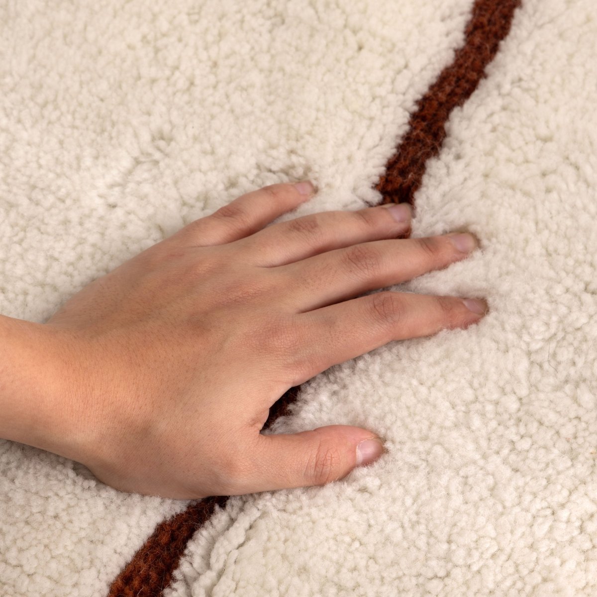 Noola Abstract Terracotta Lines Washable Wool Rug