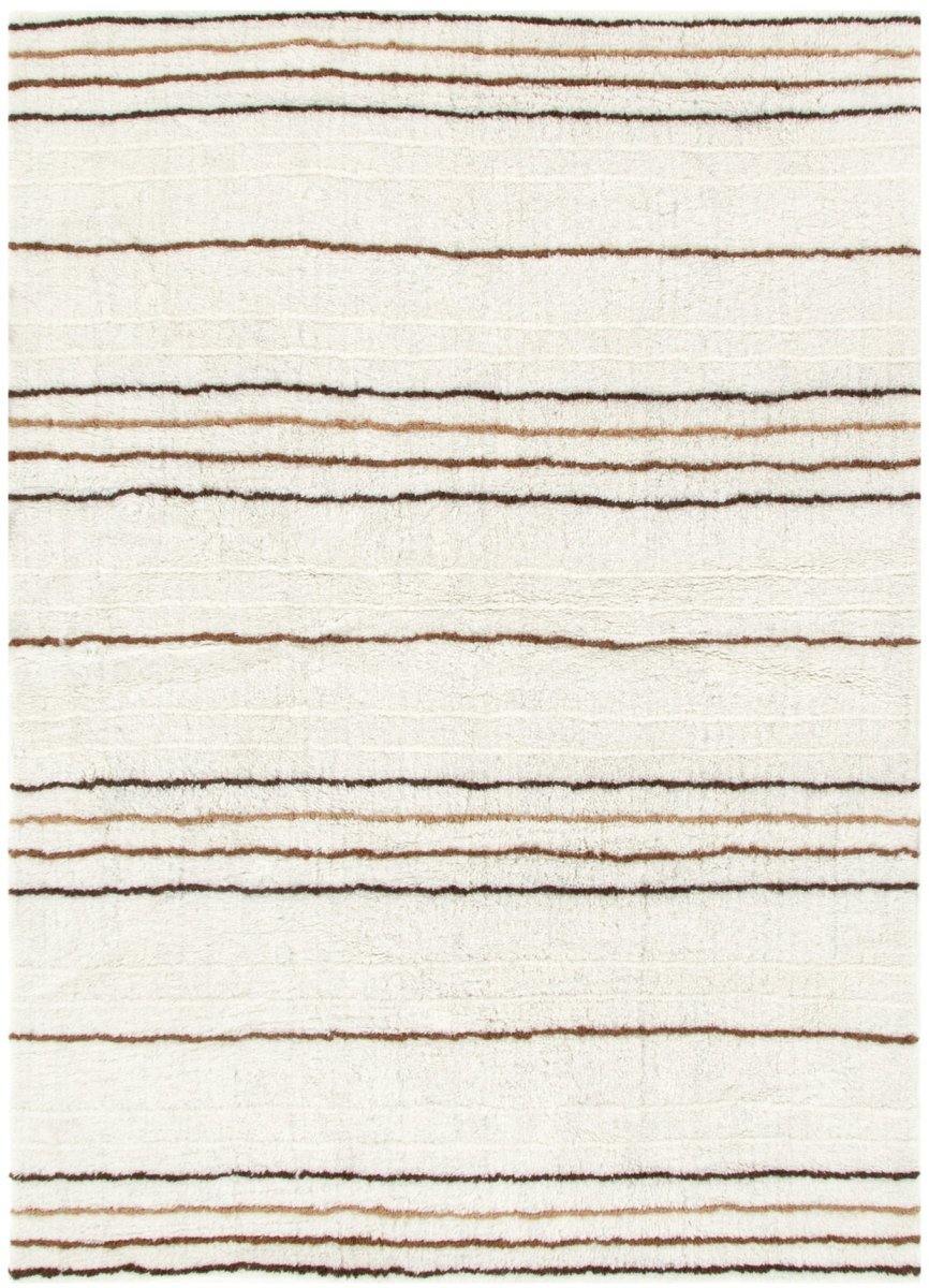 Noola Beige Stripe Washable Wool Rug