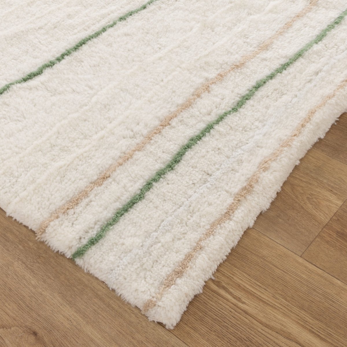 Noola Olive Stripe Washable Wool Rug