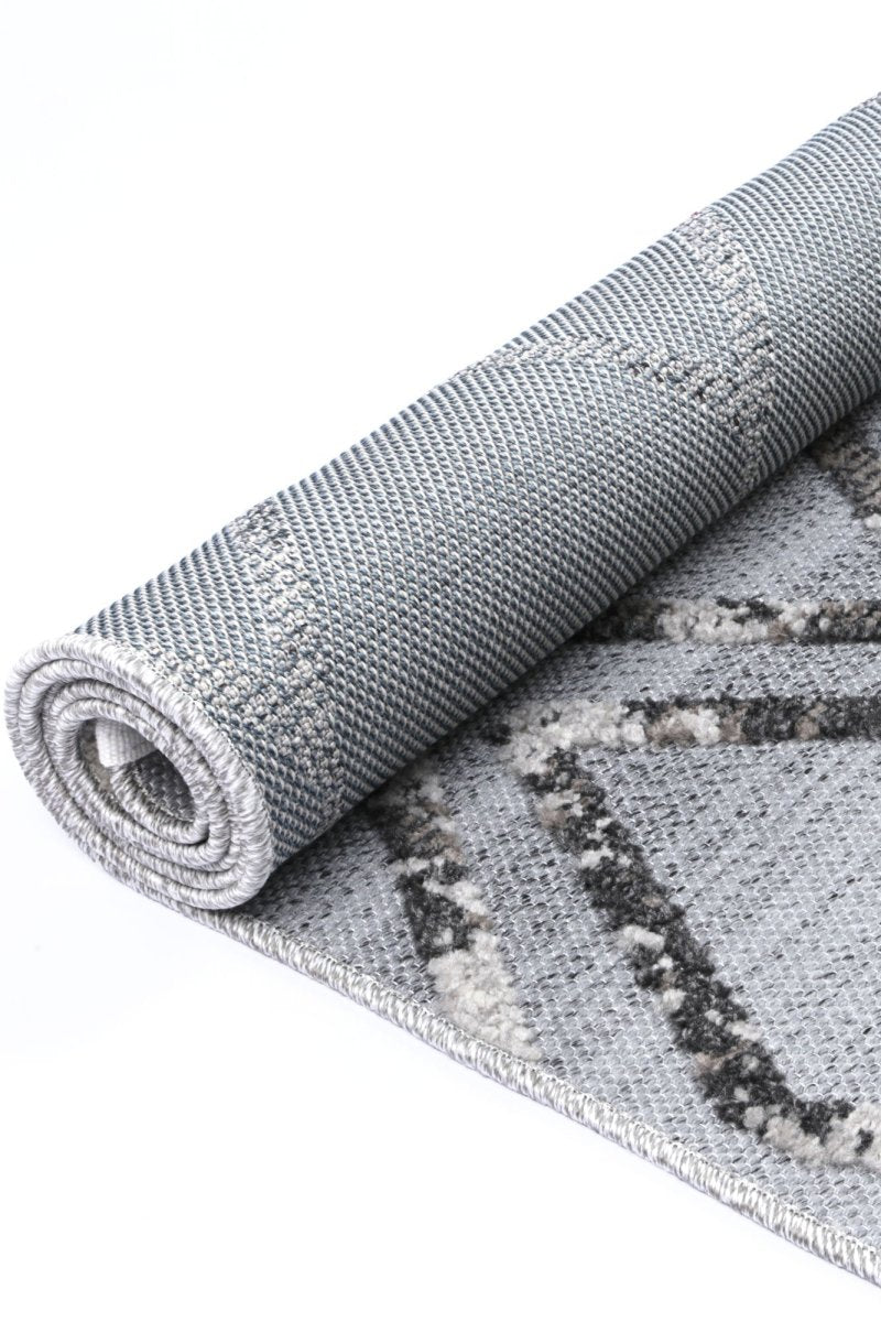 Oasis Meliac Geomteric Grey and Taupe Rug - Ruggy
