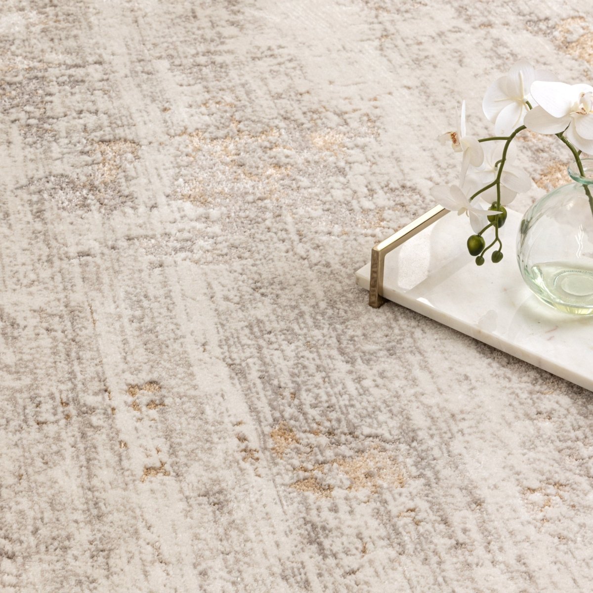 Pierre Cardin Abstract Beige Rug