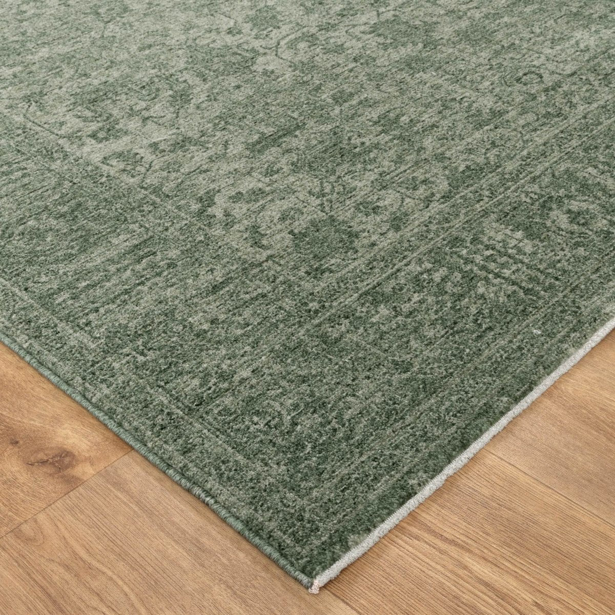 Tarra Distressed Border Green Rug