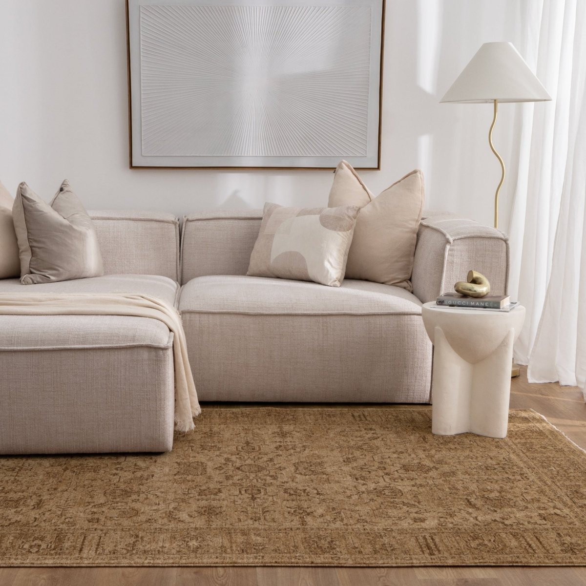 Tarra Distressed Border Mustard Rug