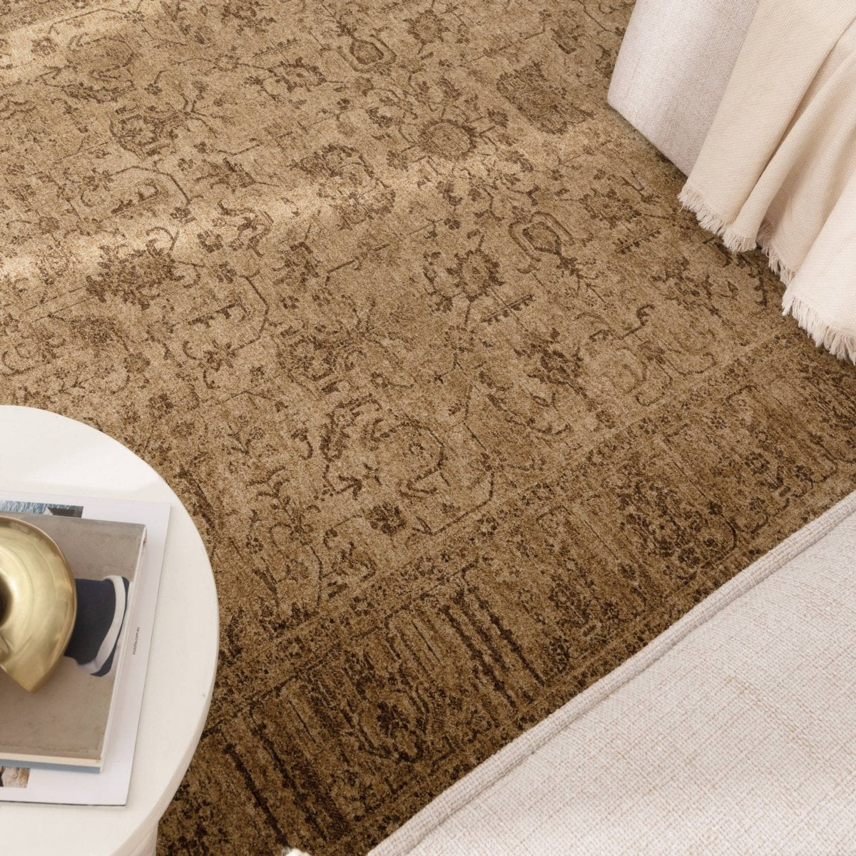 Tarra Distressed Border Mustard Rug