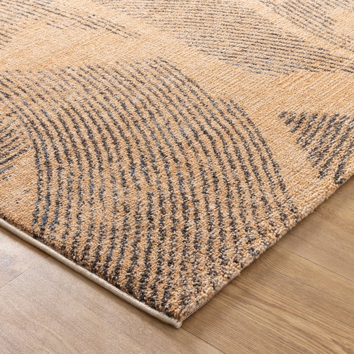 Zenda Abstract Paintbrush Gold Rug