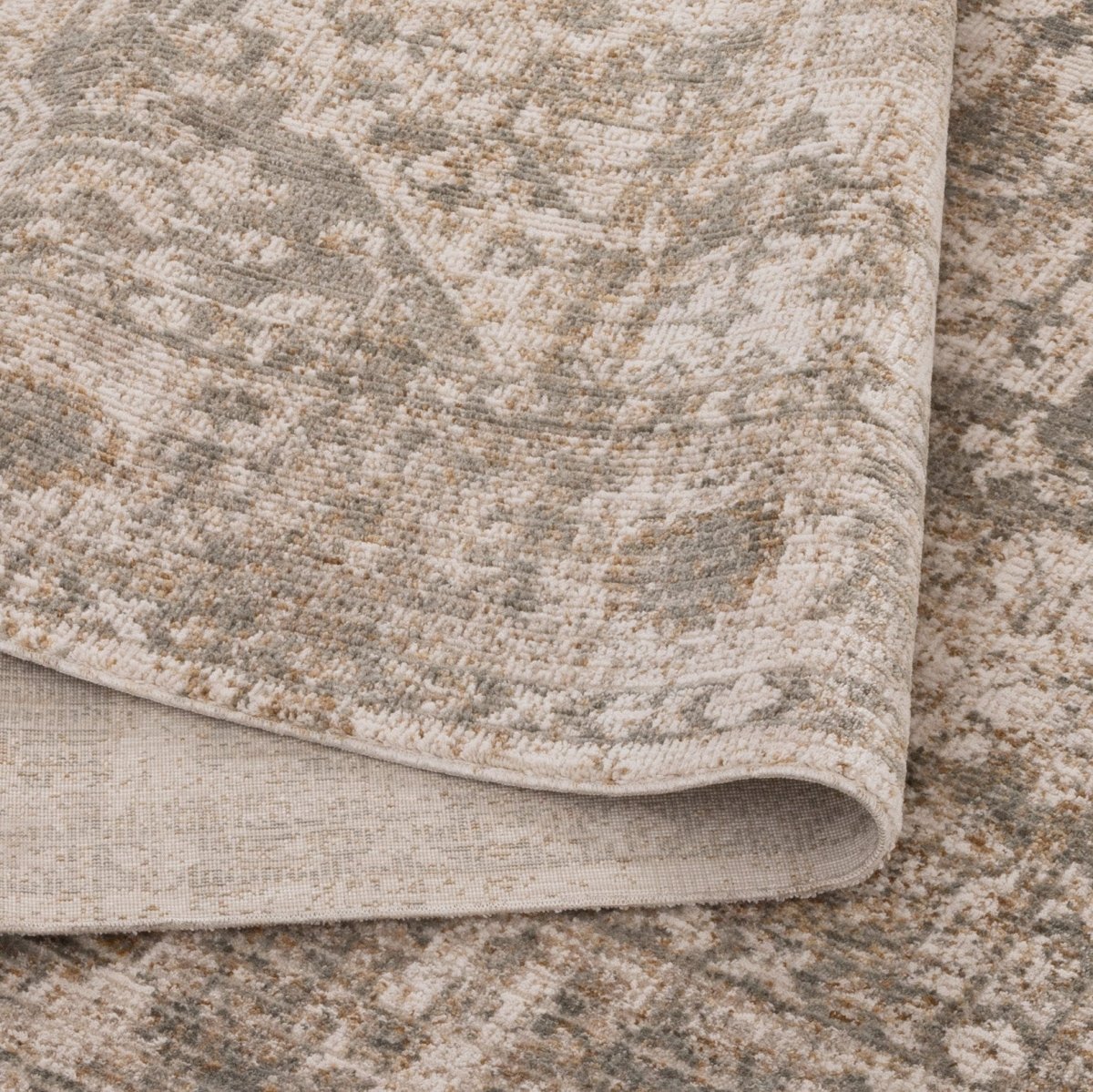 Ayra Cream & Olive Distressed Medallion Vintage Rug