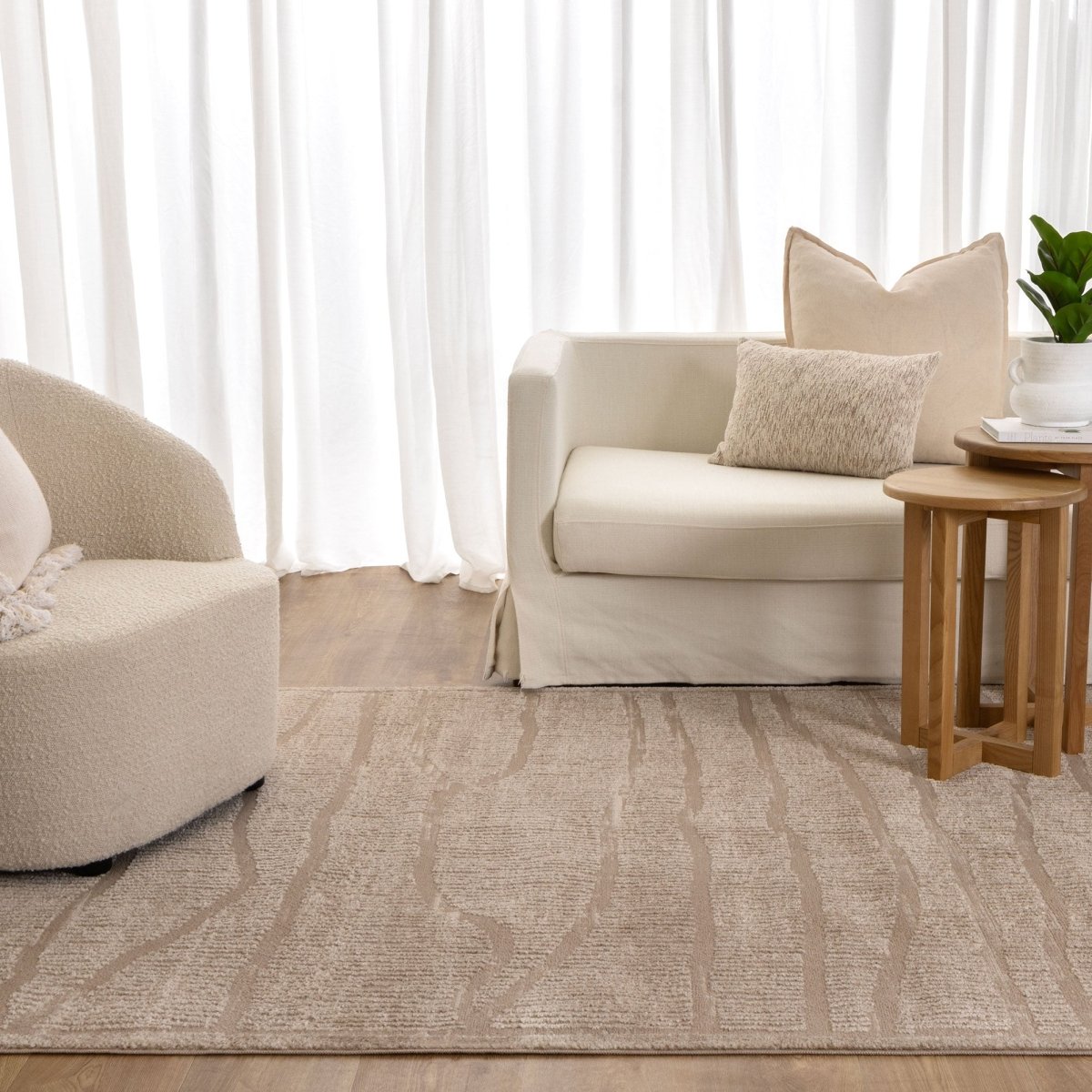 Belisse Abstract Beige Lines Rug