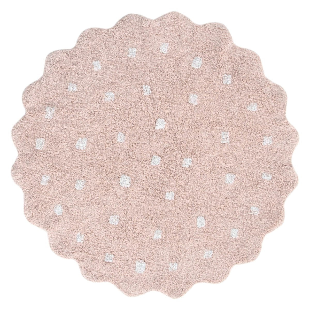 Elara Scalloped Blush Pink Kids Round Rug