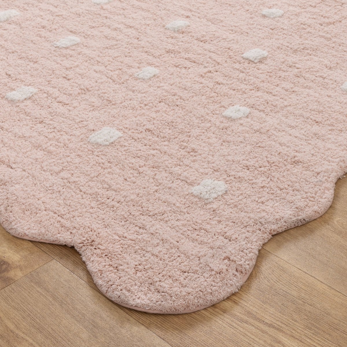 Elara Scalloped Blush Pink Kids Round Rug