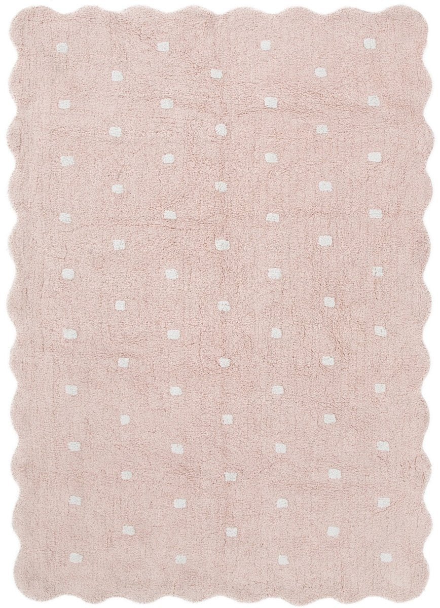 Elara Scalloped Blush Pink Kids Rug