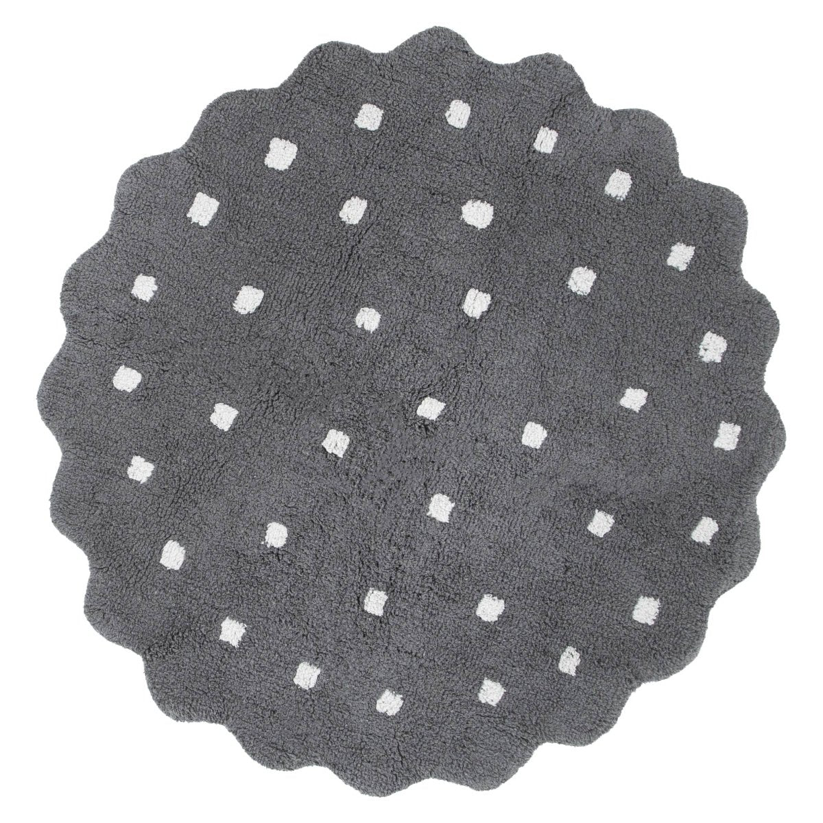 Elara Scalloped Grey Kids Round Rug