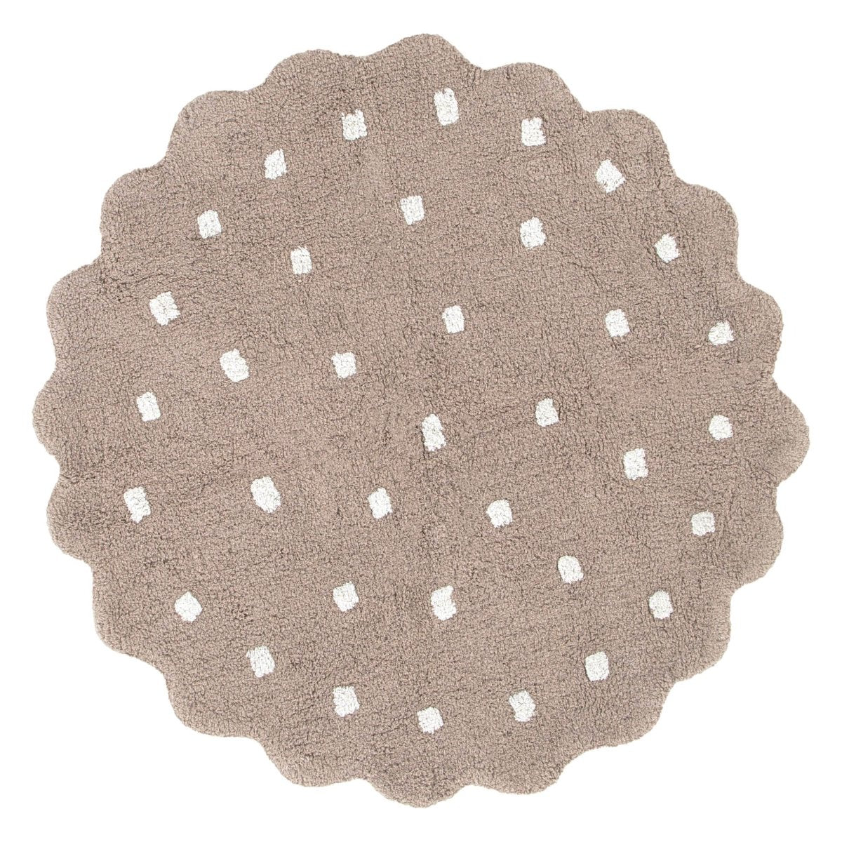 Elara Scalloped Mushroom Beige Kids Round Rug