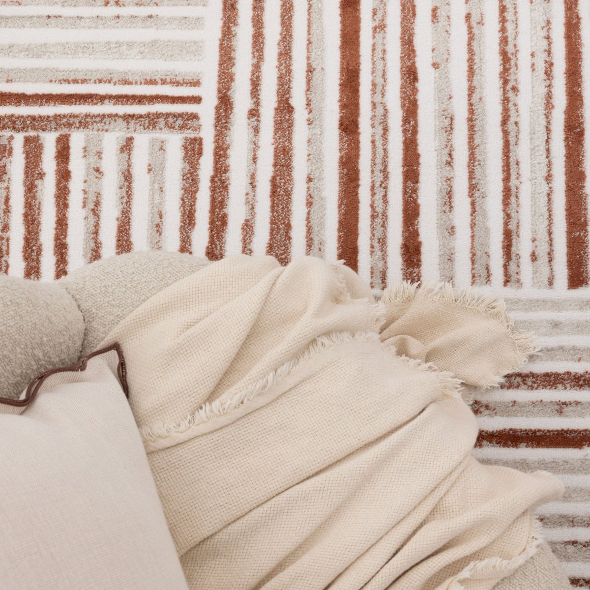 Eloura Geometric Lines Rust Rug