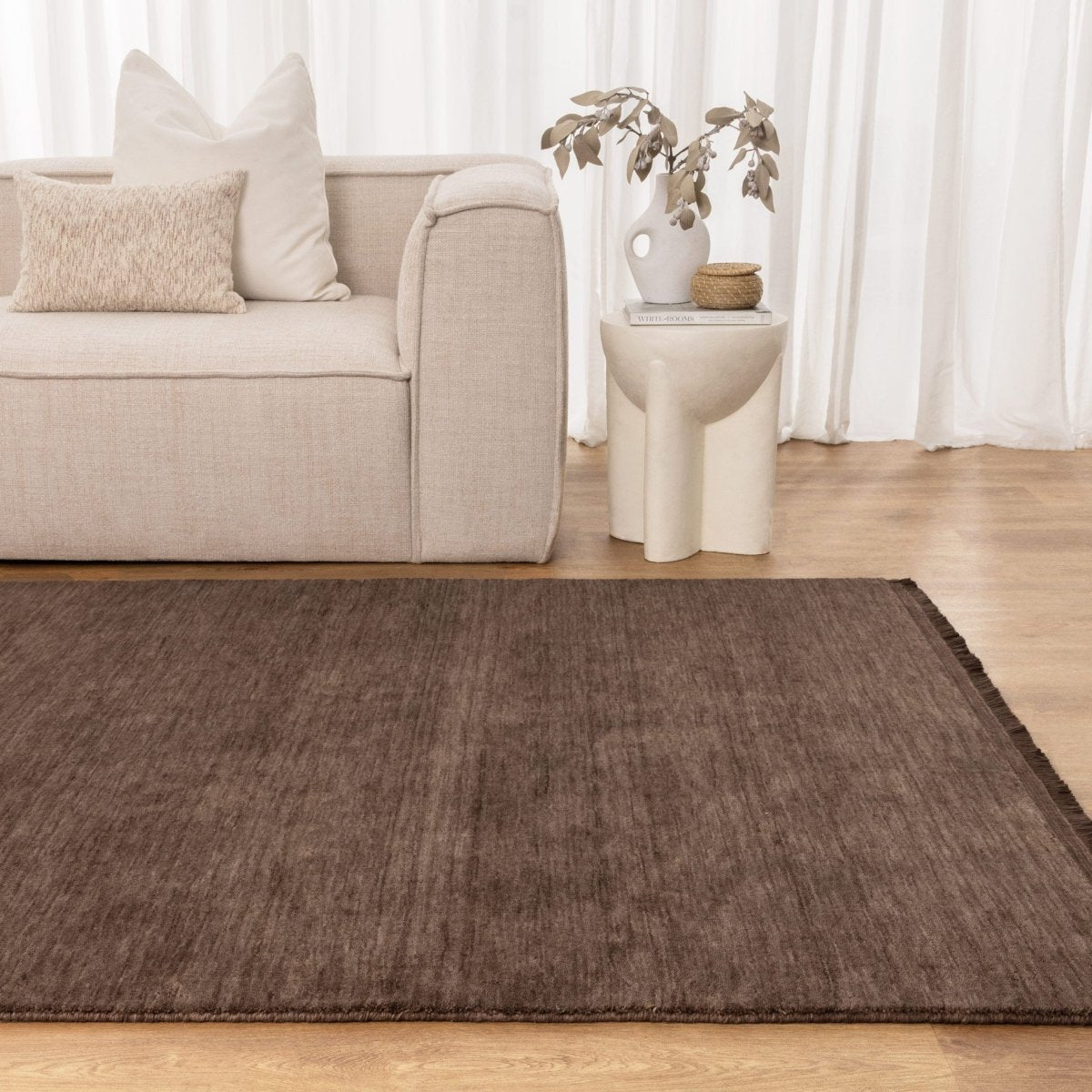 Lamia Brown Hand-Knotted Wool Rug