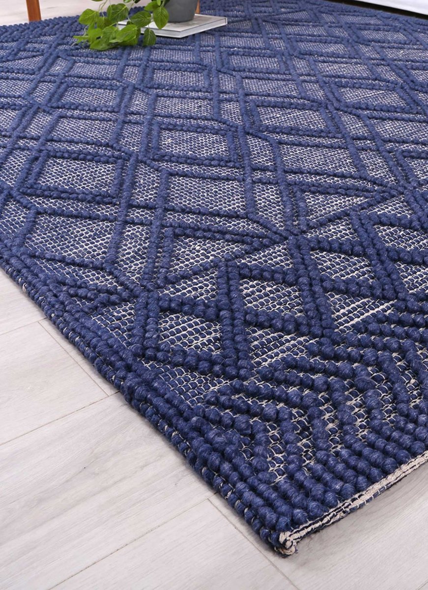 Lavish Tribal Blue Wool Rug - Ruggy