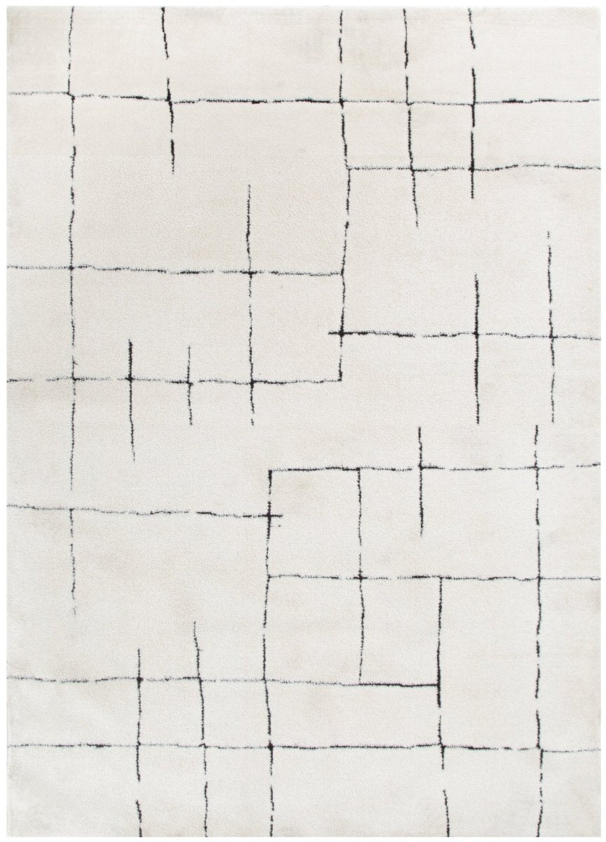 Luna Abstract Lines Black Cream Rug