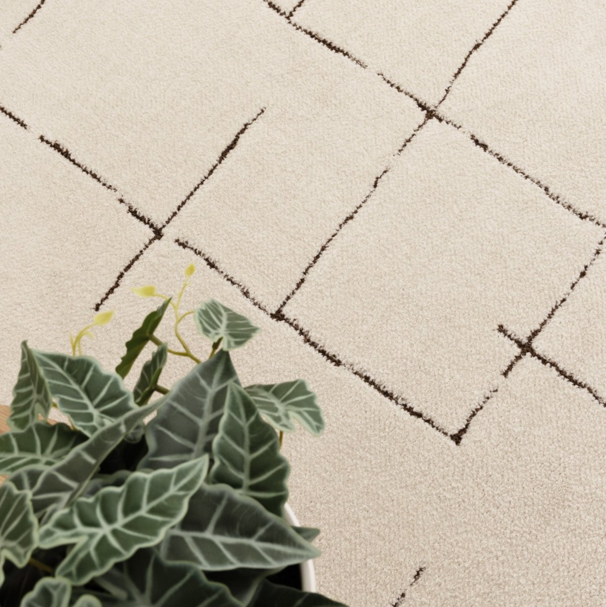 Luna Abstract Lines Brown Cream Rug