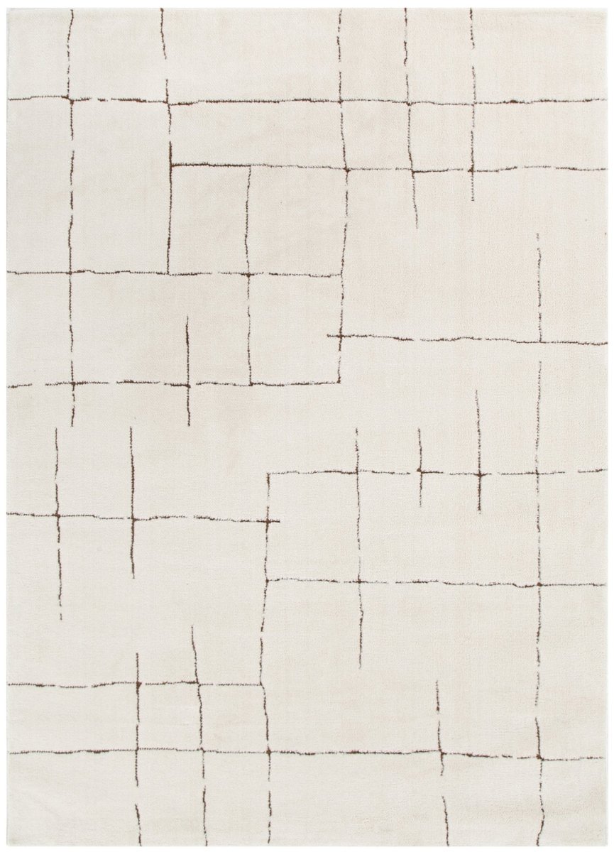 Luna Abstract Lines Brown Cream Rug