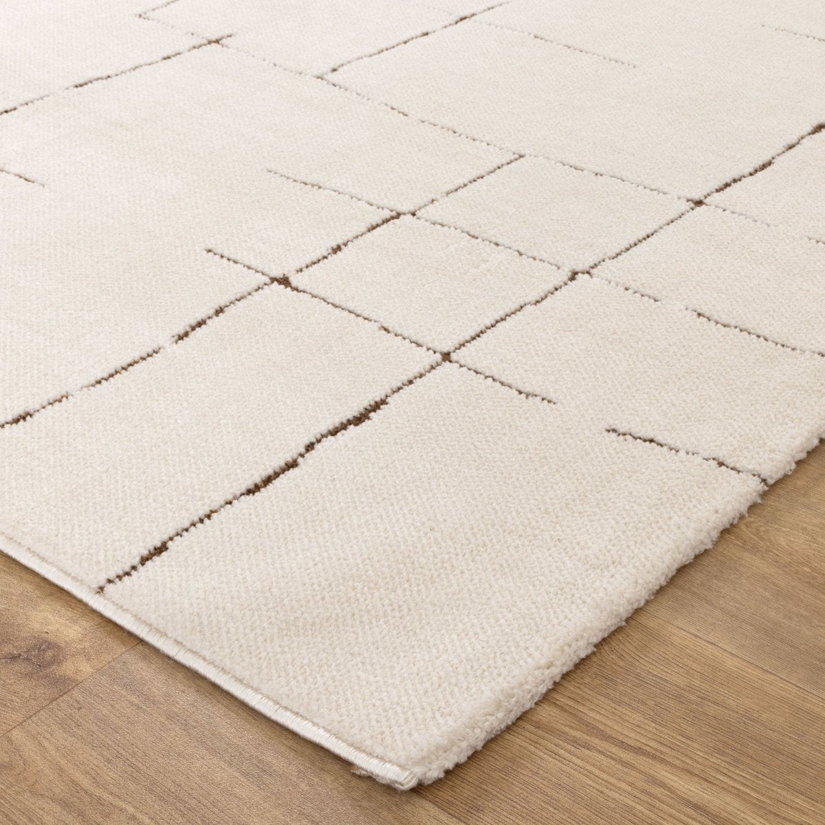 Luna Abstract Lines Brown Cream Rug