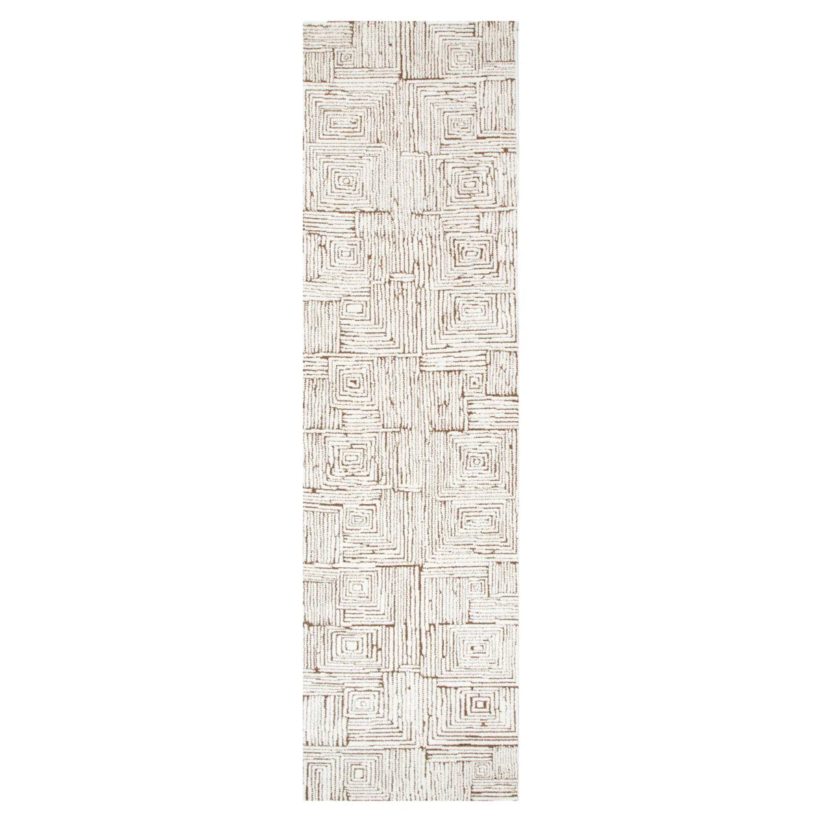Luna Geometric Squares Cream Brown Rug