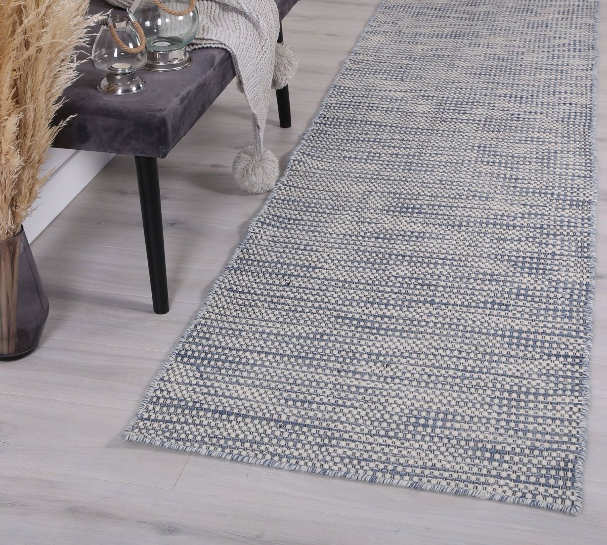 Majesty Blue Reversible Wool Hall Runner Runner | Ruggy