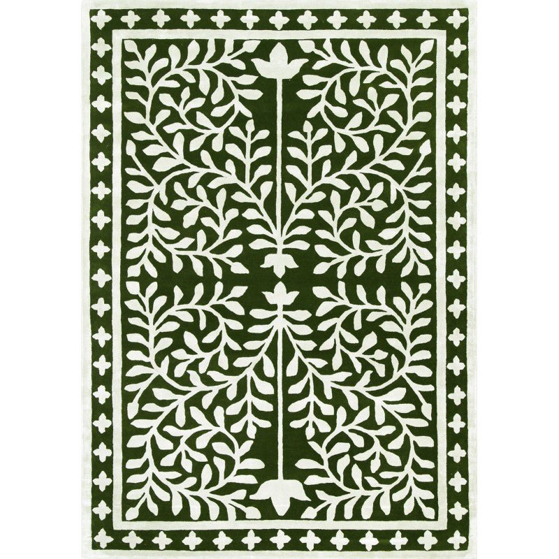 Minimalist Wool & Viscose Olive Modern Rug Area Rug | Ruggy