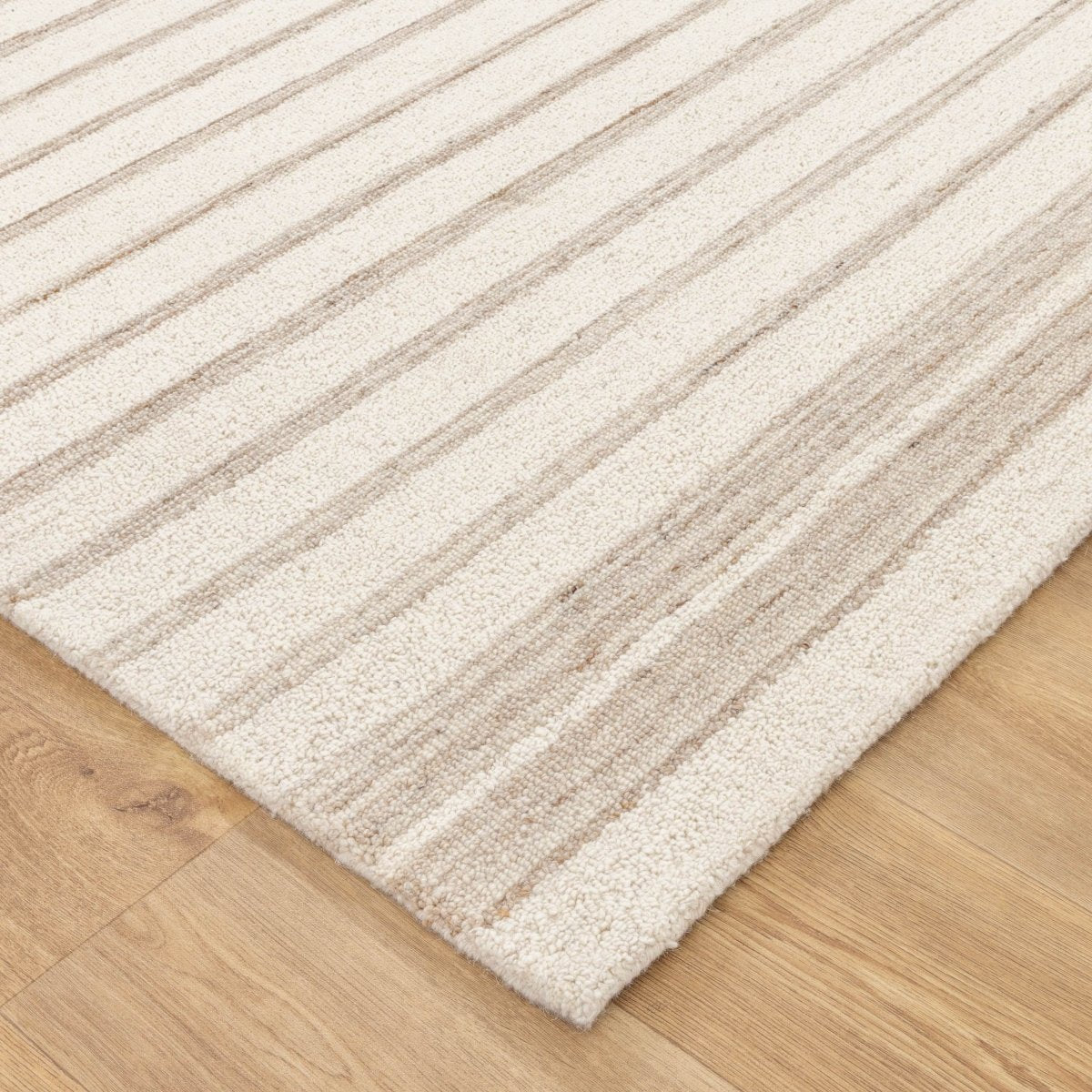 Nancy Stripes Ivory Beige Wool Rug