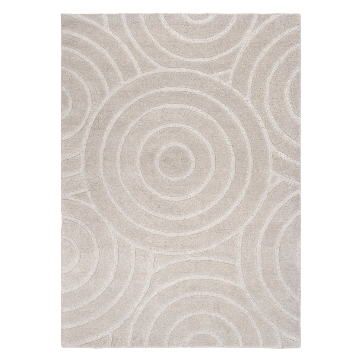 Nirvana Circles BEIGE Wool Rug - Ruggy